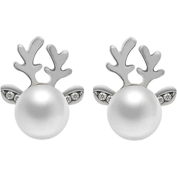 Christmas Reindeer Earrings | Sparkling Holiday Rhinestone Dangle Jewelry - Picture 5 of 5